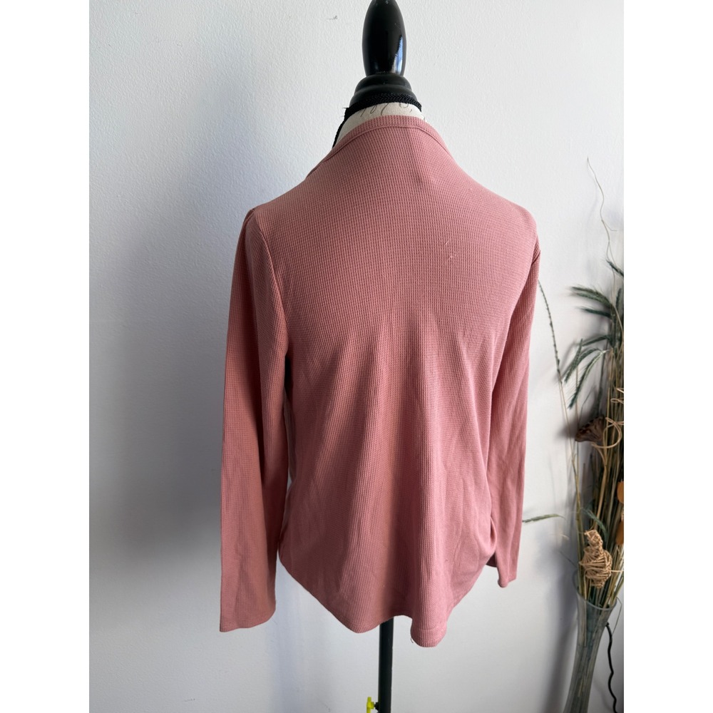 Athleta Wind Down Sleep Top Womens Large Rose Pink Waffle Knit Henley Pajama L